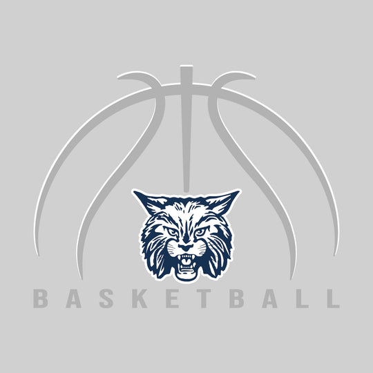 John Glenn Bobcats - Basketball - Basketball Text with Mascot and Grooves