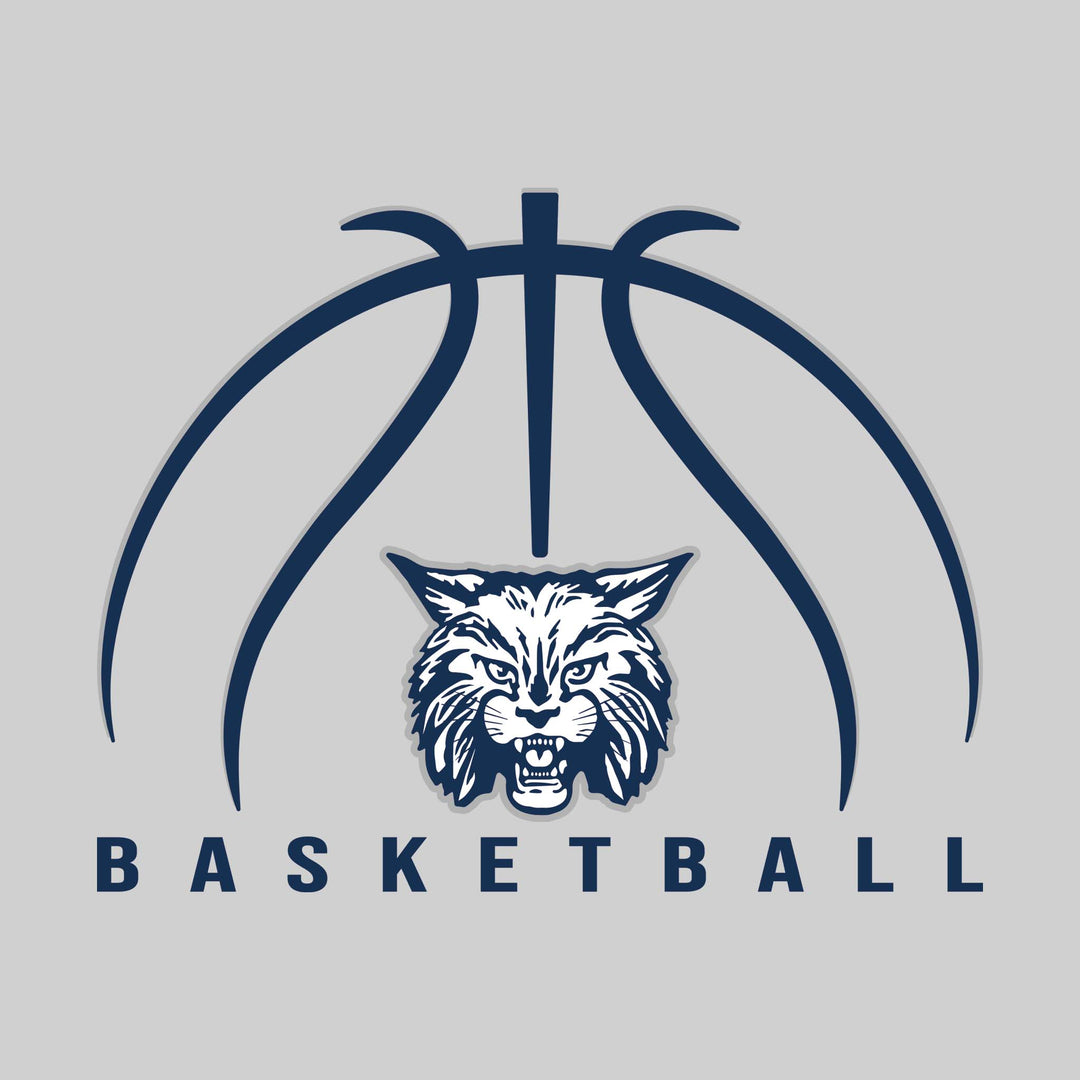 John Glenn Bobcats - Basketball - Basketball Text with Mascot and Grooves
