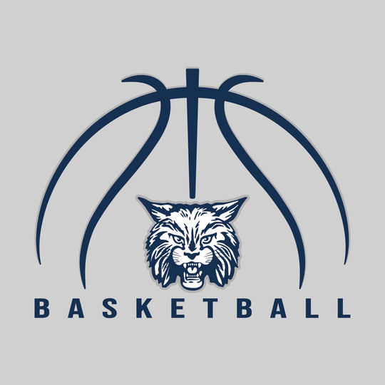 John Glenn Bobcats - Basketball - Basketball Text with Mascot and Grooves