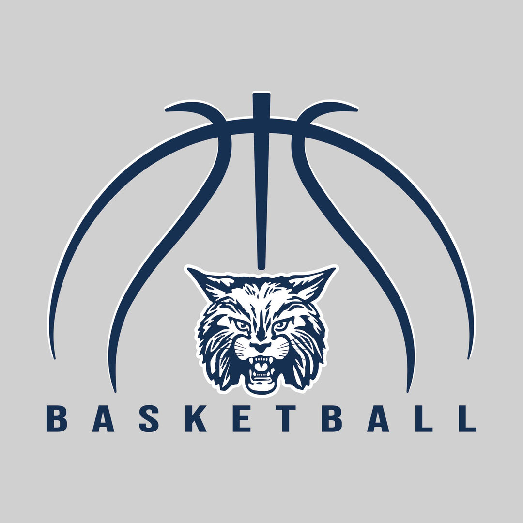 John Glenn Bobcats - Basketball - Basketball Text with Mascot and Grooves