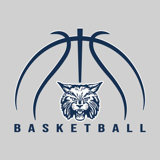 John Glenn Bobcats - Basketball - Basketball Text with Mascot and Grooves