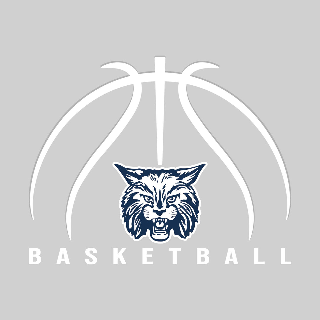 John Glenn Bobcats - Basketball - Basketball Text with Mascot and Grooves