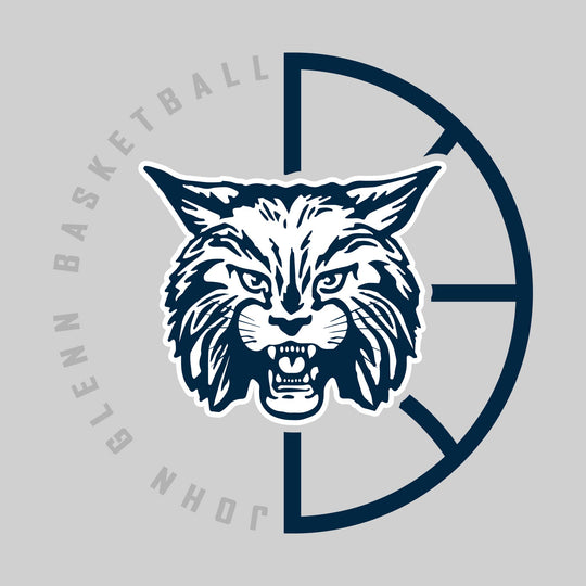 John Glenn Bobcats - Basketball - Center Mascot with Circle Text & Basketball Grooves