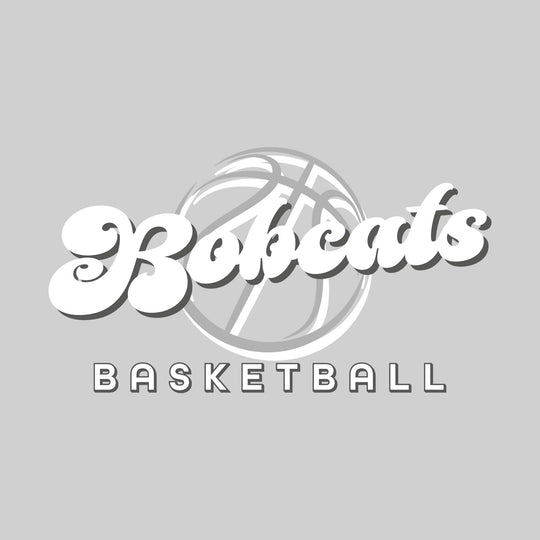 John Glenn Bobcats - Basketball - Retro Bobcats Text with Abstract Basketball Outline