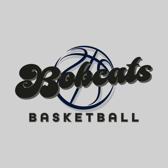 John Glenn Bobcats - Basketball - Retro Bobcats Text with Abstract Basketball Outline