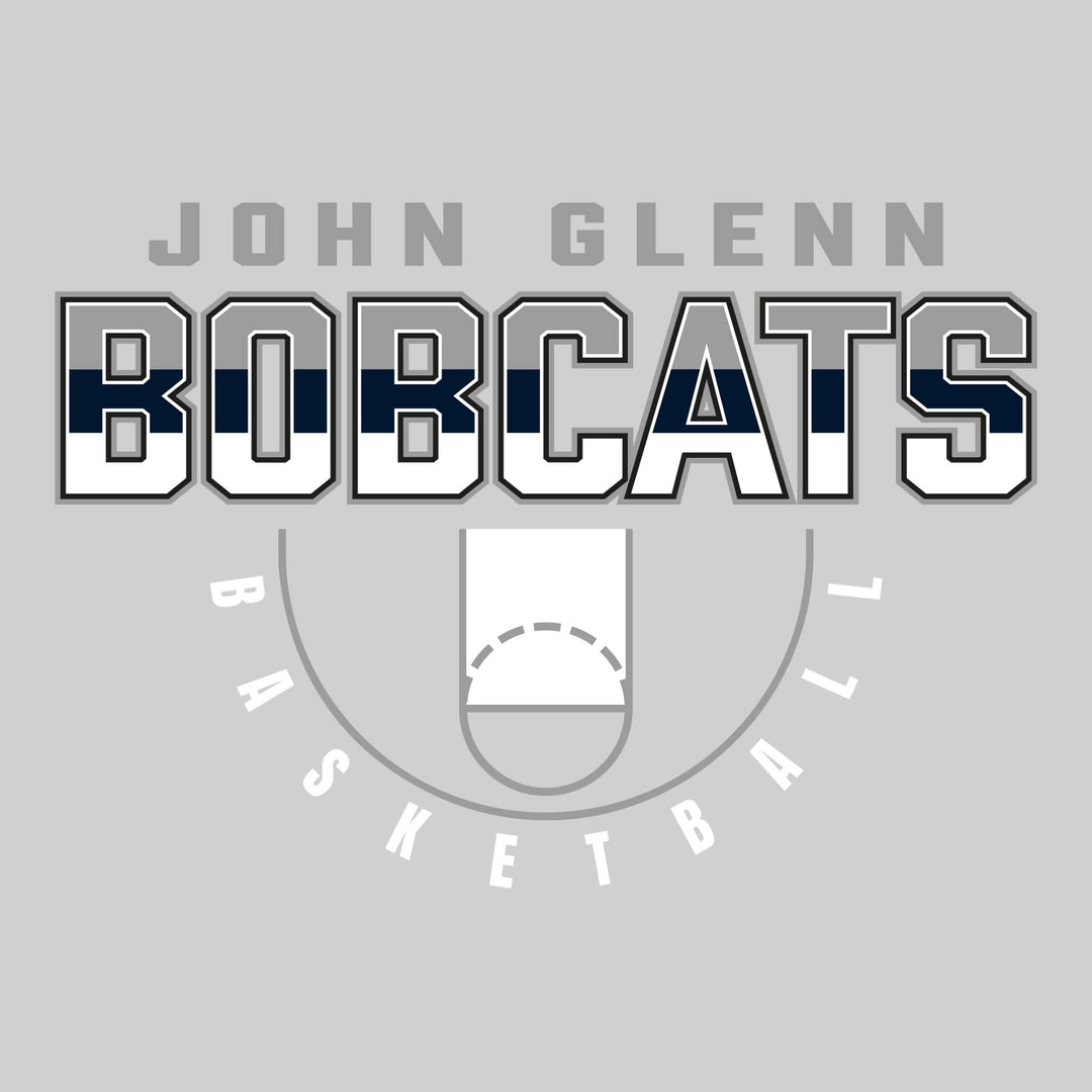 John Glenn Bobcats - Basketball - Tri-Color Bobcats with Court Lines