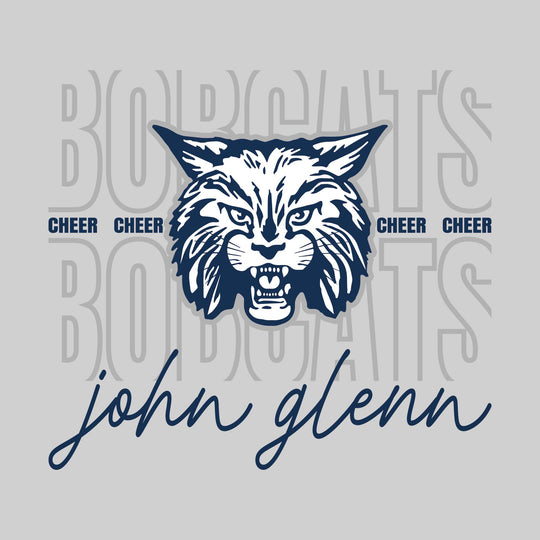 John Glenn Bobcats - Cheer - Outlined Bobcats with Cursive School Name