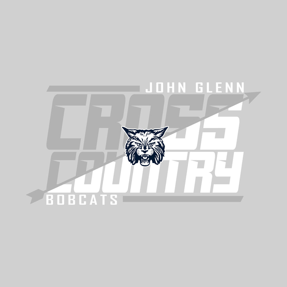 John Glenn Bobcats - Cross Country - Split-Color School Name with Arrow & Mascot