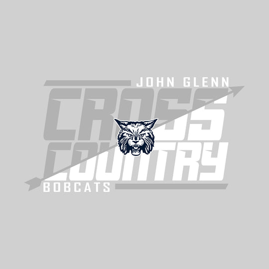 John Glenn Bobcats - Cross Country - Split-Color School Name with Arrow & Mascot