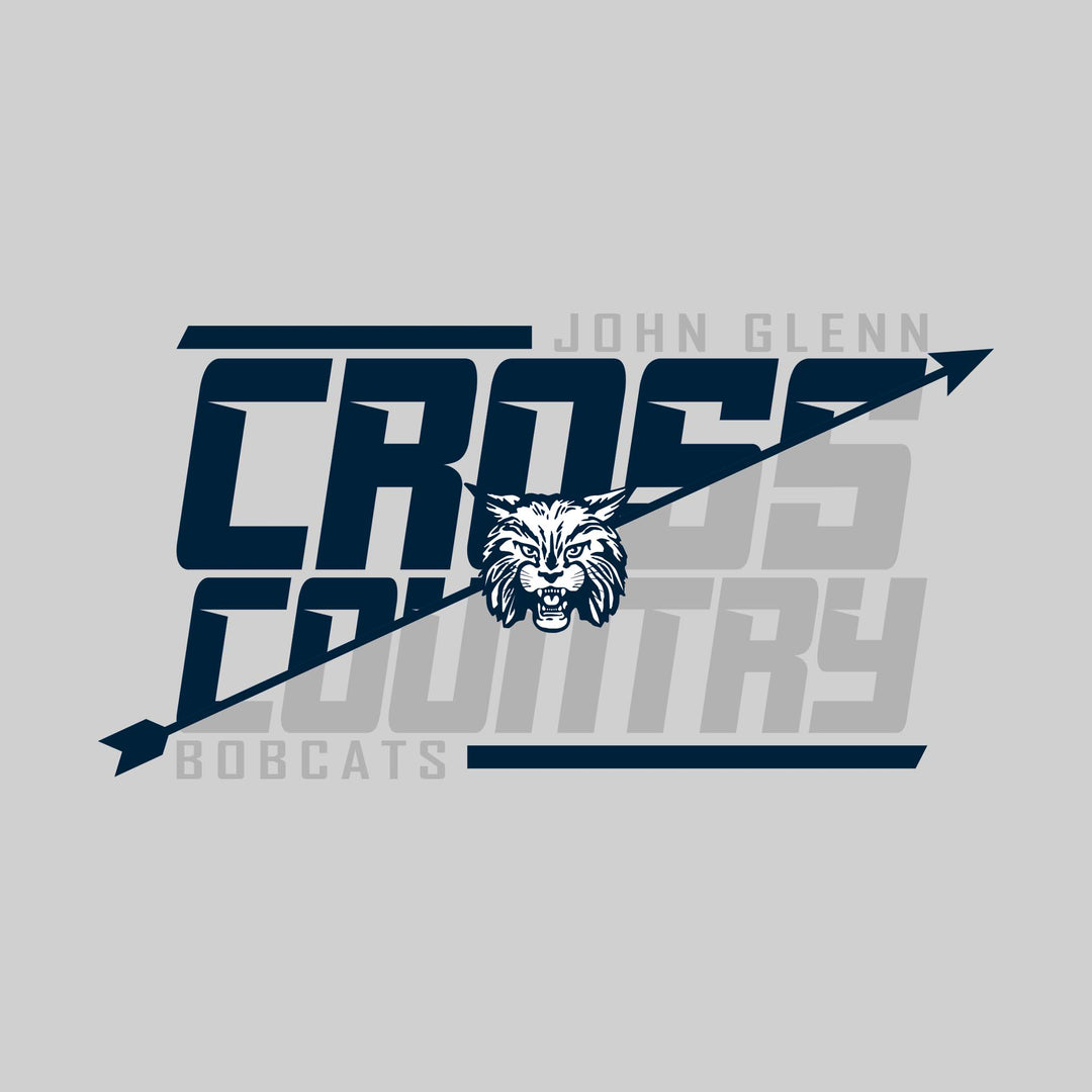 John Glenn Bobcats - Cross Country - Split-Color School Name with Arrow & Mascot