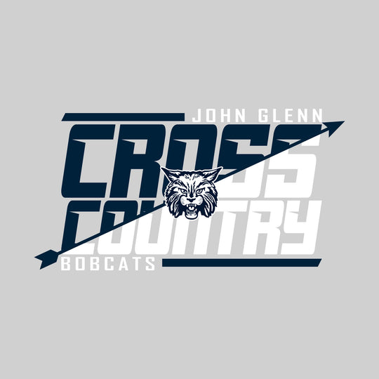 John Glenn Bobcats - Cross Country - Split-Color School Name with Arrow & Mascot