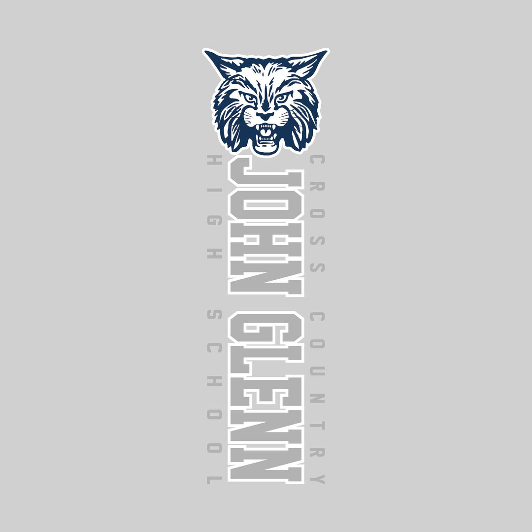 John Glenn Bobcats - Cross Country - Vertical School Name with Upper Mascot
