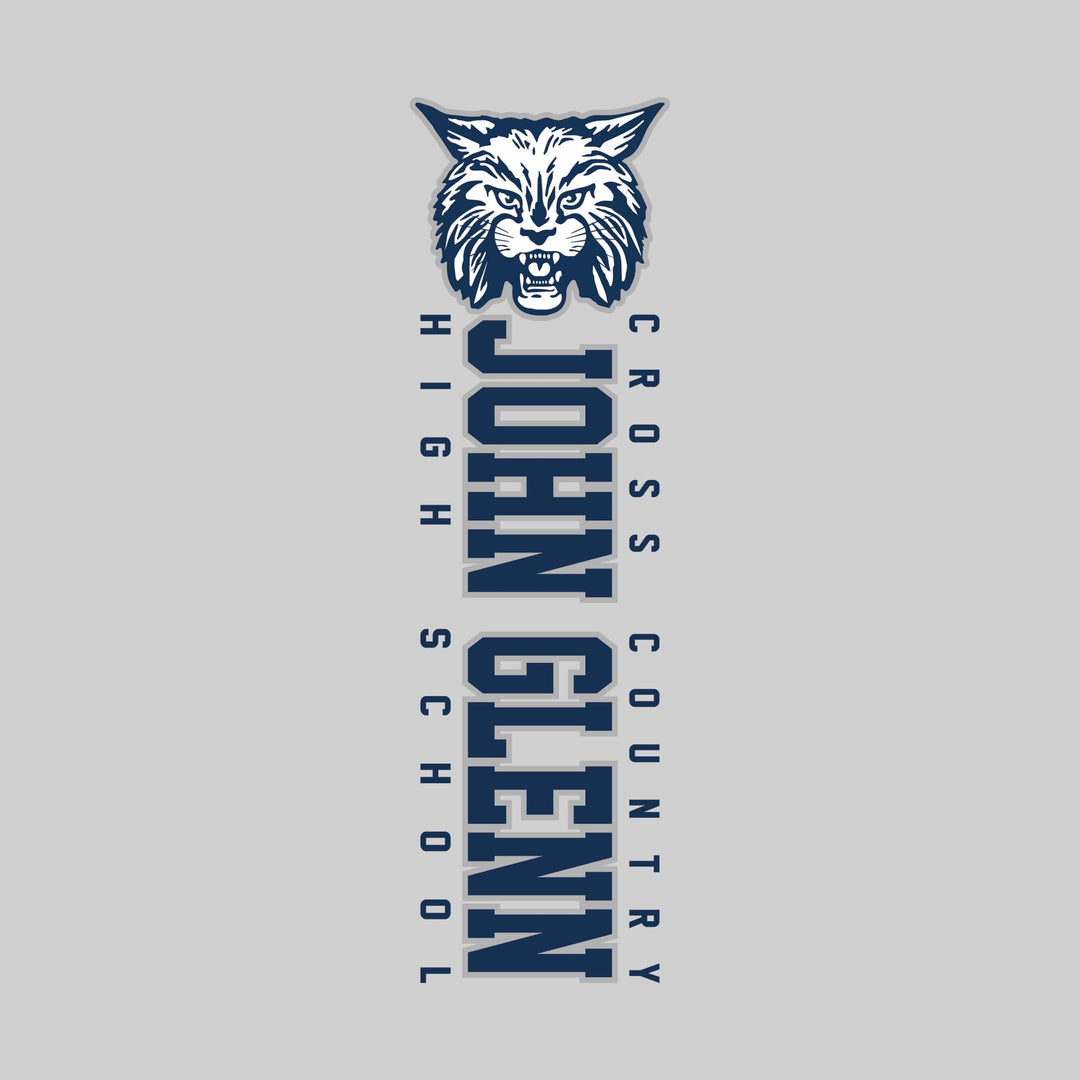 John Glenn Bobcats - Cross Country - Vertical School Name with Upper Mascot