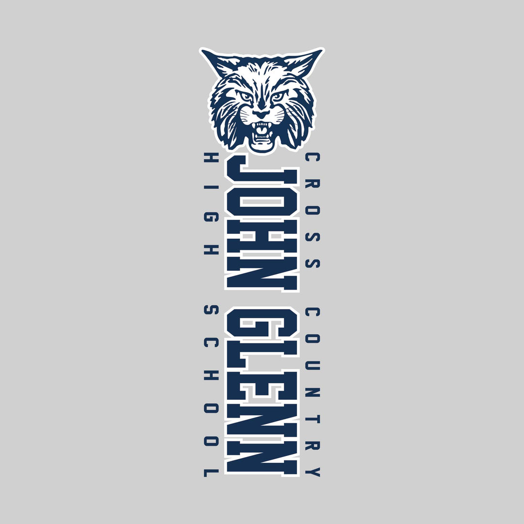John Glenn Bobcats - Cross Country - Vertical School Name with Upper Mascot