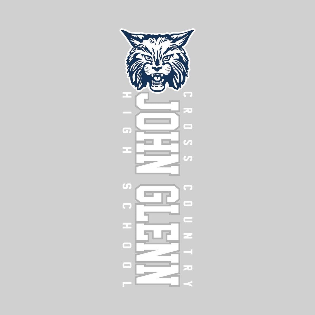 John Glenn Bobcats - Cross Country - Vertical School Name with Upper Mascot
