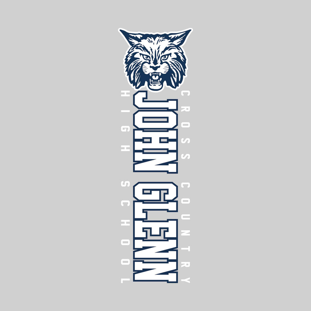 John Glenn Bobcats - Cross Country - Vertical School Name with Upper Mascot
