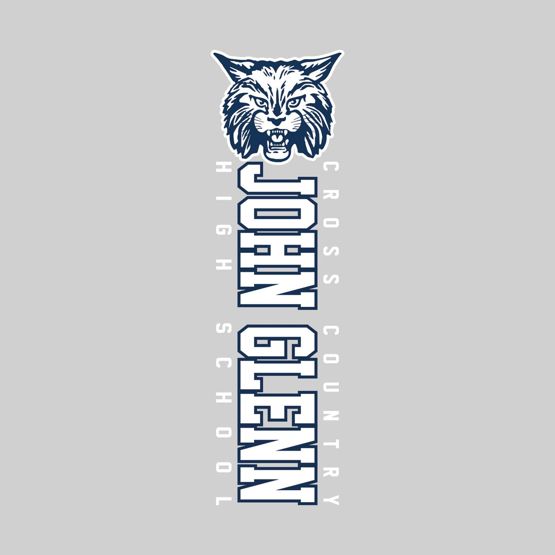 John Glenn Bobcats - Cross Country - Vertical School Name with Upper Mascot