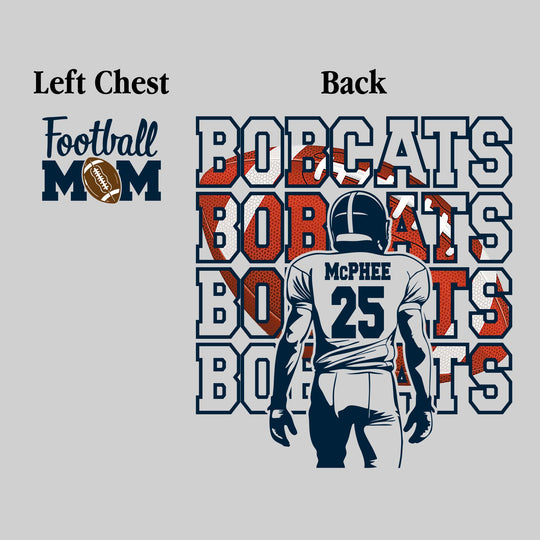 John Glenn Bobcats - Football - Football Mom - Football Player with Bobcats Repeated with Football Fill