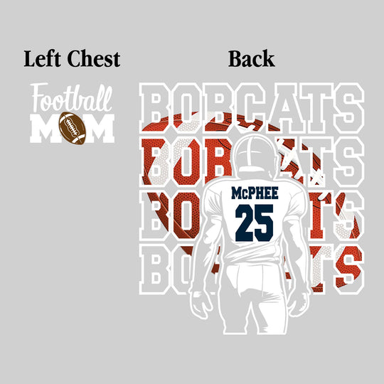 John Glenn Bobcats - Football - Football Mom - Football Player with Bobcats Repeated with Football Fill