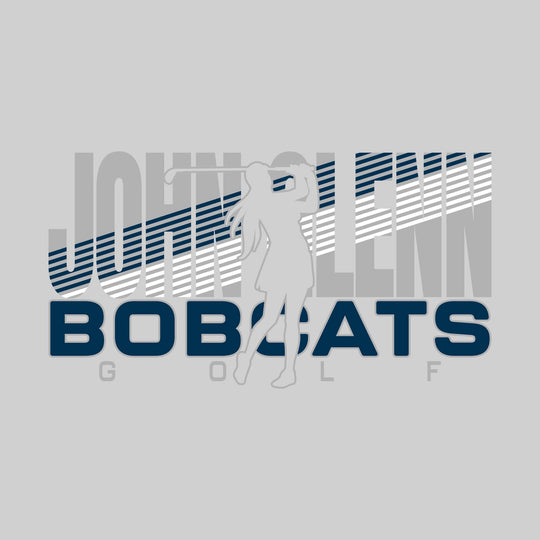 John Glenn Bobcats - Golf - Female Golfer Silhouette with Color Stripes