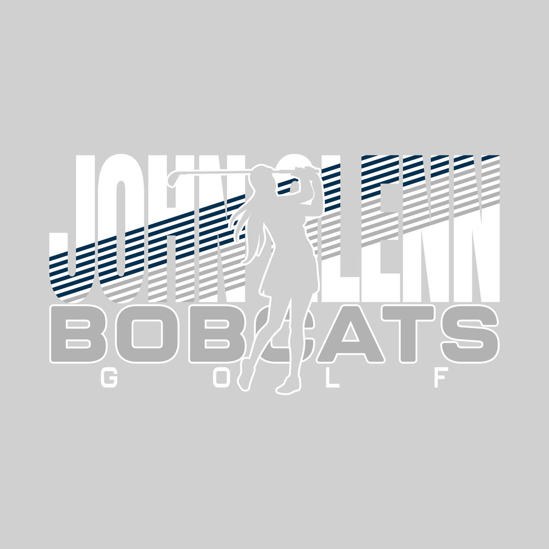 John Glenn Bobcats - Golf - Female Golfer Silhouette with Color Stripes
