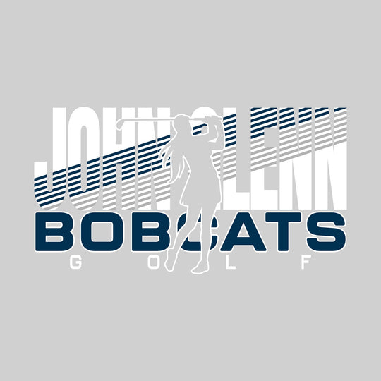 John Glenn Bobcats - Golf - Female Golfer Silhouette with Color Stripes