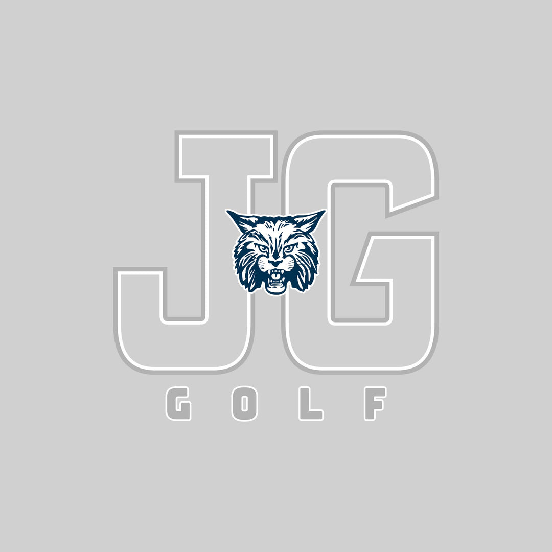 John Glenn Bobcats - Golf - Outlined Letters Over Golf with Mascot