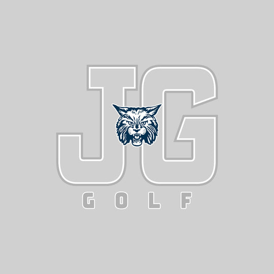 John Glenn Bobcats - Golf - Outlined Letters Over Golf with Mascot
