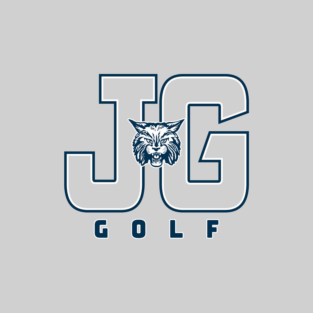 John Glenn Bobcats - Golf - Outlined Letters Over Golf with Mascot
