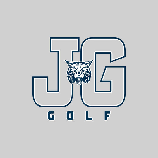 John Glenn Bobcats - Golf - Outlined Letters Over Golf with Mascot