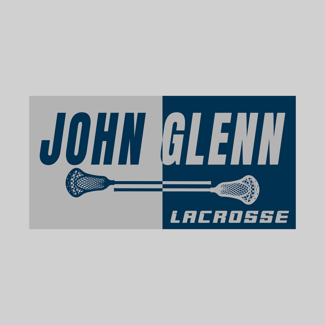 John Glenn Bobcats - Lacrosse - Boxed Split-Color School Name with Sticks