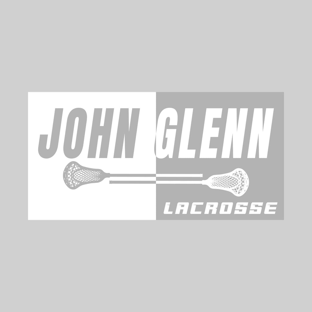 John Glenn Bobcats - Lacrosse - Boxed Split-Color School Name with Sticks