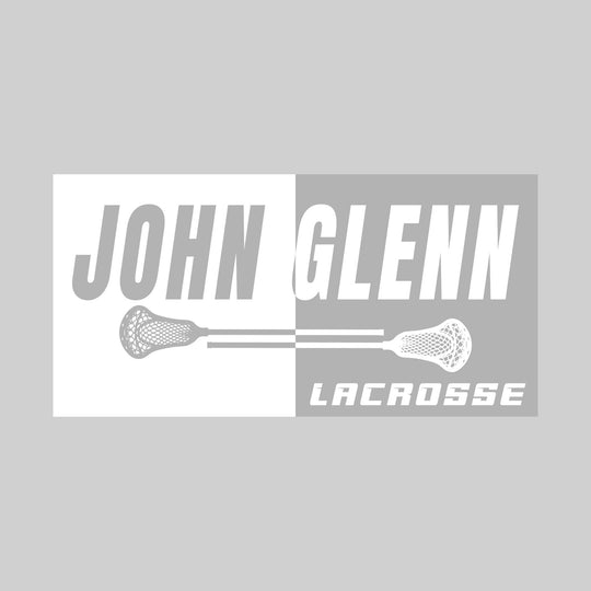 John Glenn Bobcats - Lacrosse - Boxed Split-Color School Name with Sticks