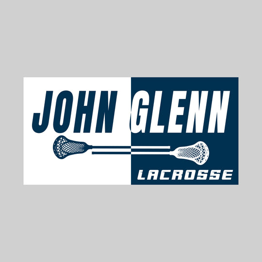 John Glenn Bobcats - Lacrosse - Boxed Split-Color School Name with Sticks