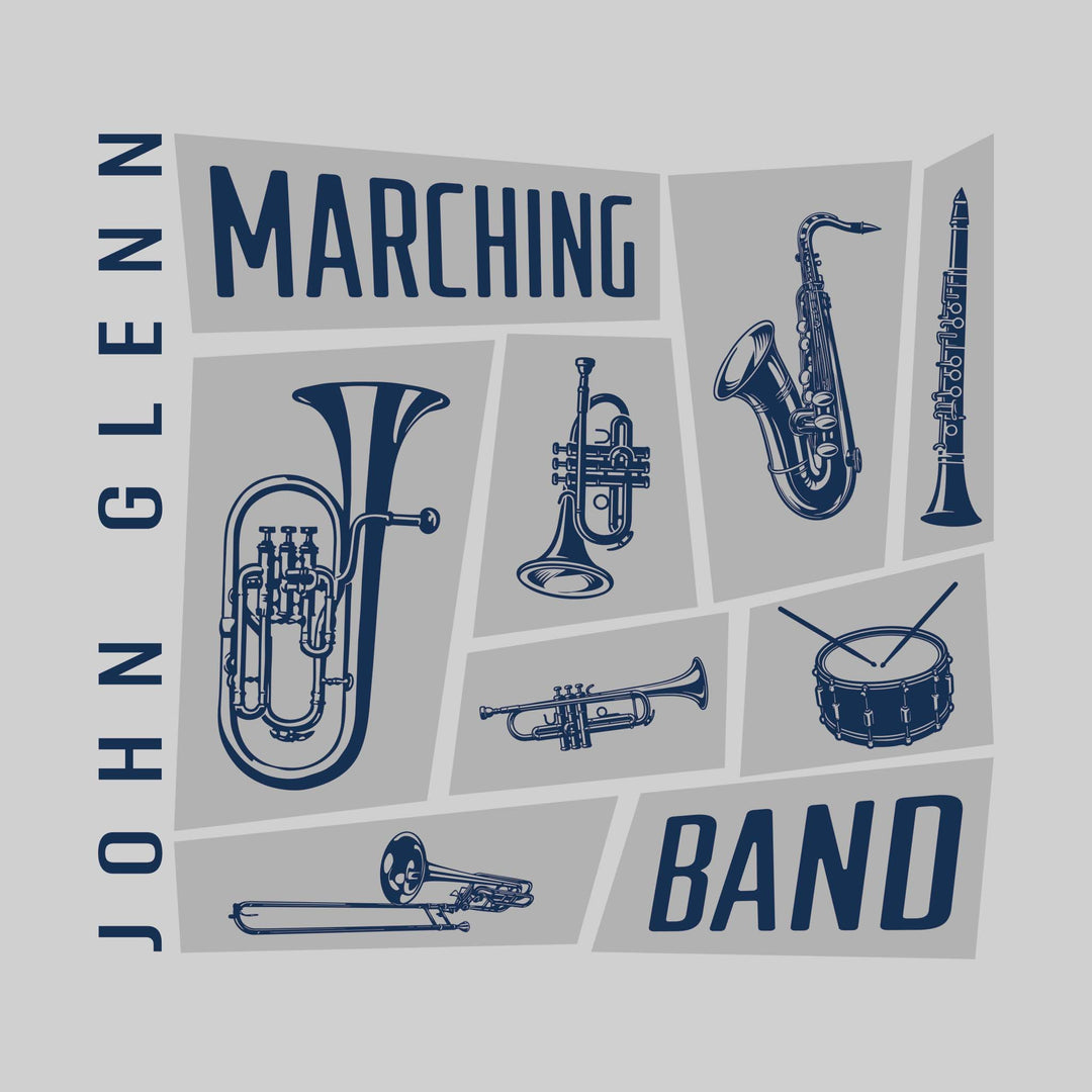 John Glenn Bobcats - Marching Band - Instrument Collage with School Name