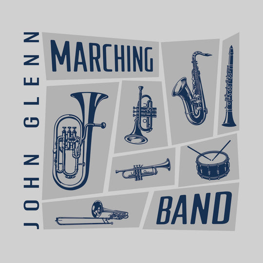 John Glenn Bobcats - Marching Band - Instrument Collage with School Name