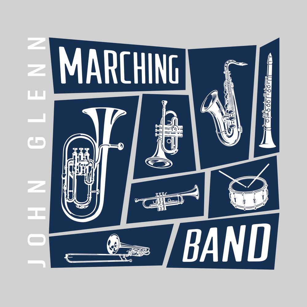 John Glenn Bobcats - Marching Band - Instrument Collage with School Name