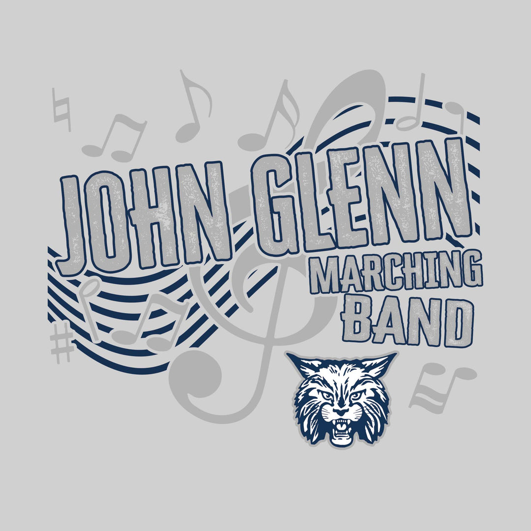 John Glenn Bobcats - Marching Band - School Name with Treble Clef &amp; Music Notes