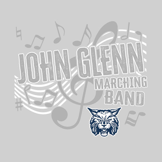 John Glenn Bobcats - Marching Band - School Name with Treble Clef &amp; Music Notes