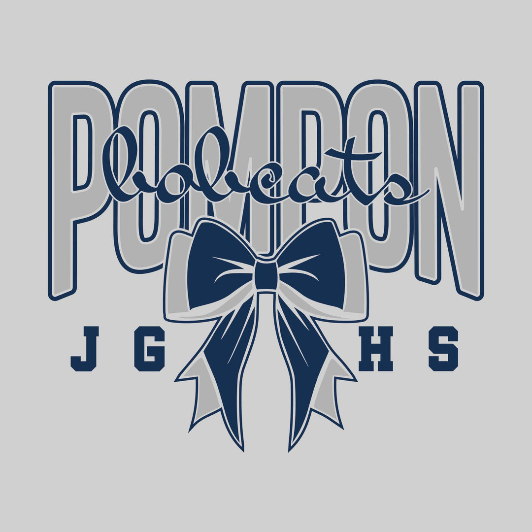 John Glenn Bobcats - Poms - Cursive Bobcats with Bow
