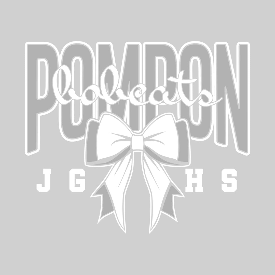 John Glenn Bobcats - Poms - Cursive Bobcats with Bow