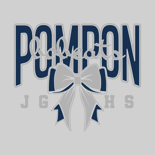 John Glenn Bobcats - Poms - Cursive Bobcats with Bow