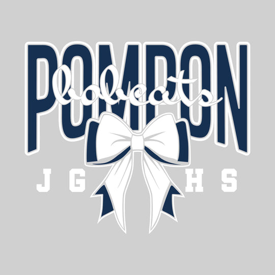John Glenn Bobcats - Poms - Cursive Bobcats with Bow