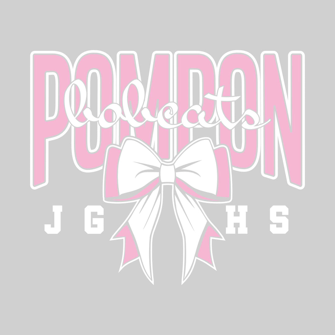 John Glenn Bobcats - Poms - Cursive Bobcats with Bow