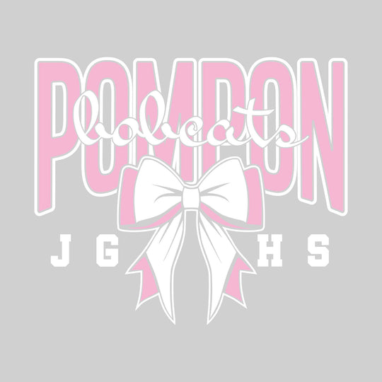 John Glenn Bobcats - Poms - Cursive Bobcats with Bow
