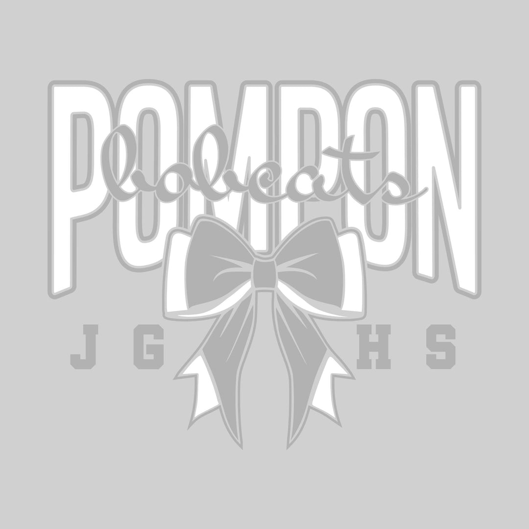 John Glenn Bobcats - Poms - Cursive Bobcats with Bow
