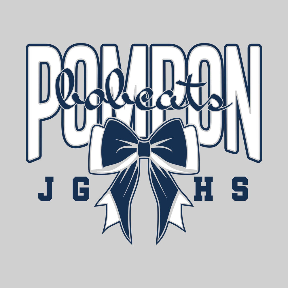 John Glenn Bobcats - Poms - Cursive Bobcats with Bow