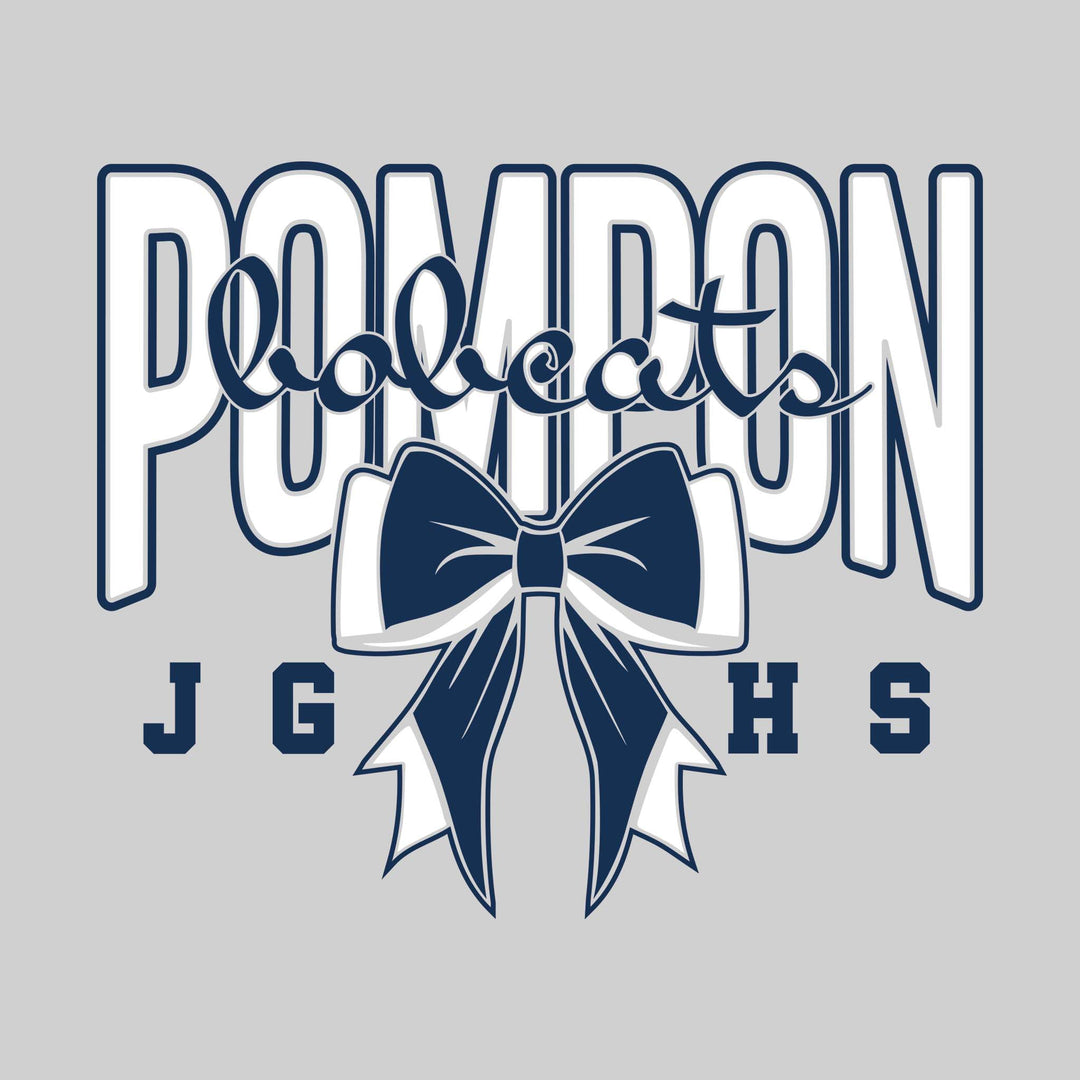 John Glenn Bobcats - Poms - Cursive Bobcats with Bow