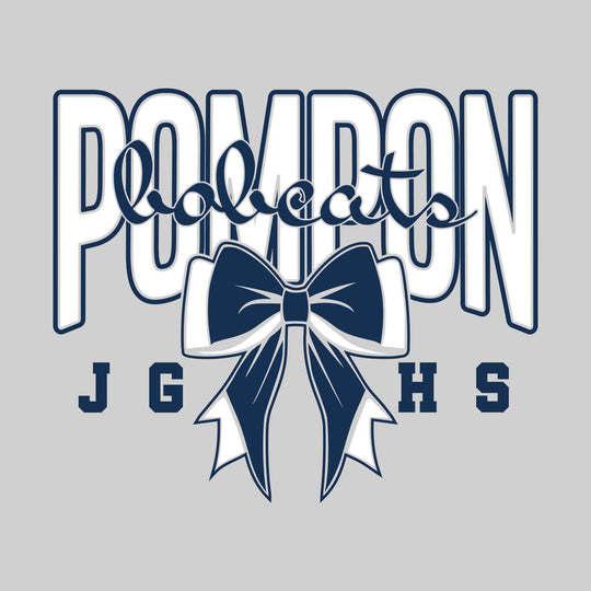 John Glenn Bobcats - Poms - Cursive Bobcats with Bow