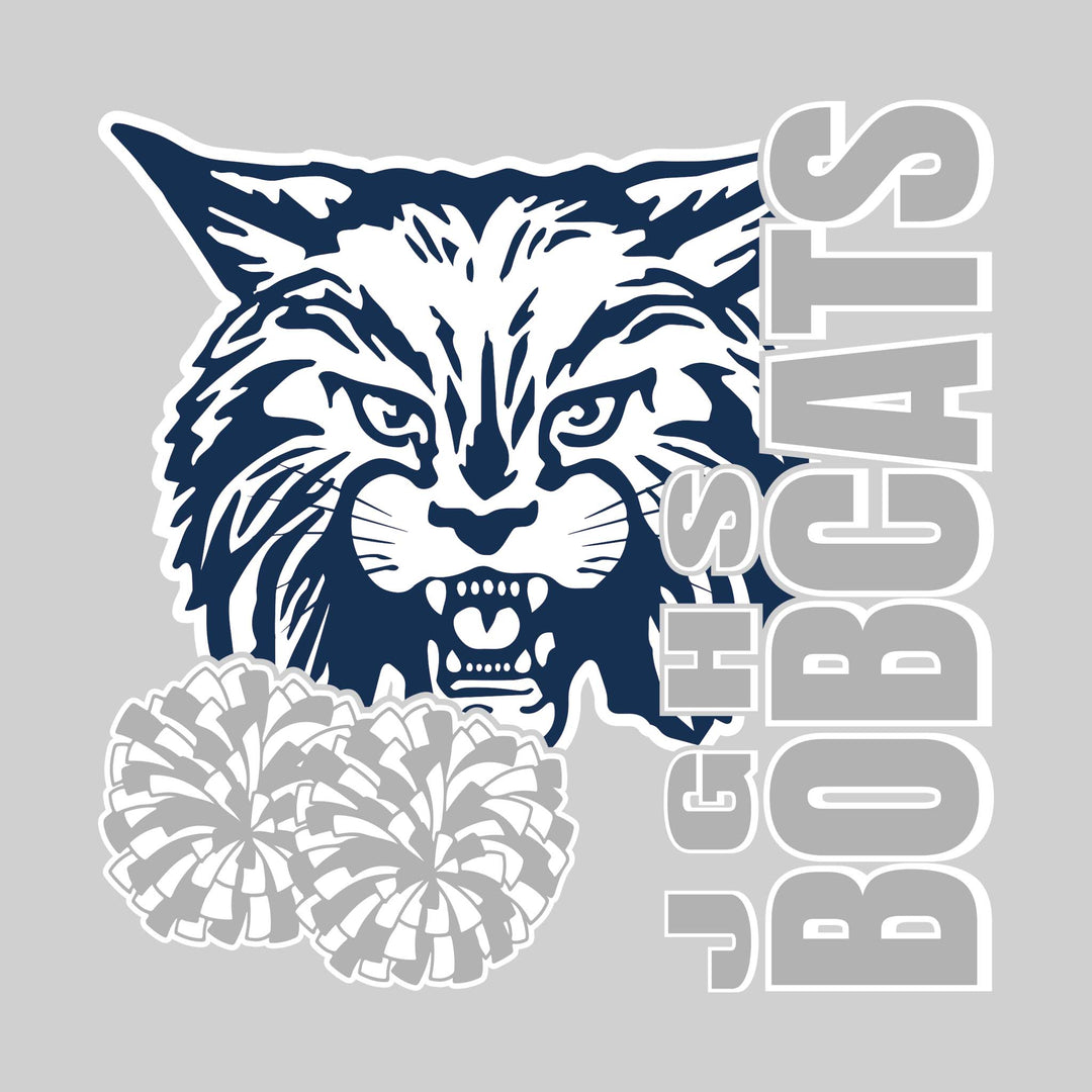 John Glenn Bobcats - Poms - JGHS Vertical with Mascot &amp; Poms